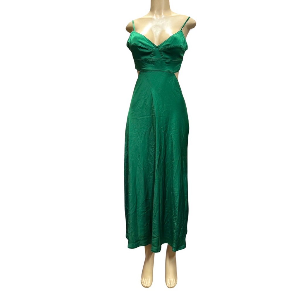 NWT A.L.C. Blakely Cutout Satin Dress Kelly Green Cocktail Party Midi 8 - Picture 2 of 6